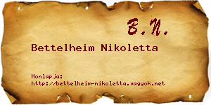 Bettelheim Nikoletta névjegykártya
